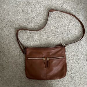 Fossil Cross Body Purse, Brown Leather